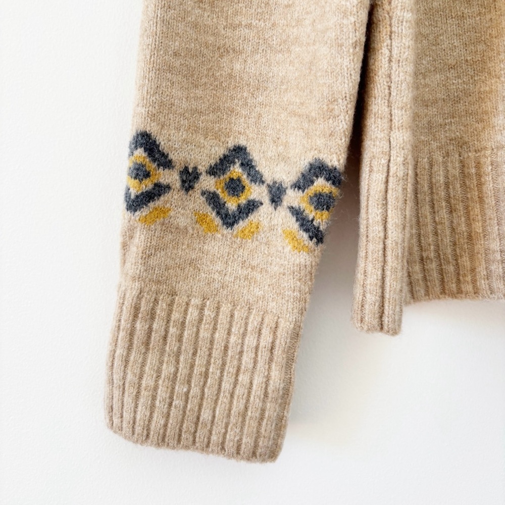 EUC Kühl Women’s Alpina Sweater Size L Oatmeal Merino Wool Blend Fair Isle Kuhl - Picture 6 of 8